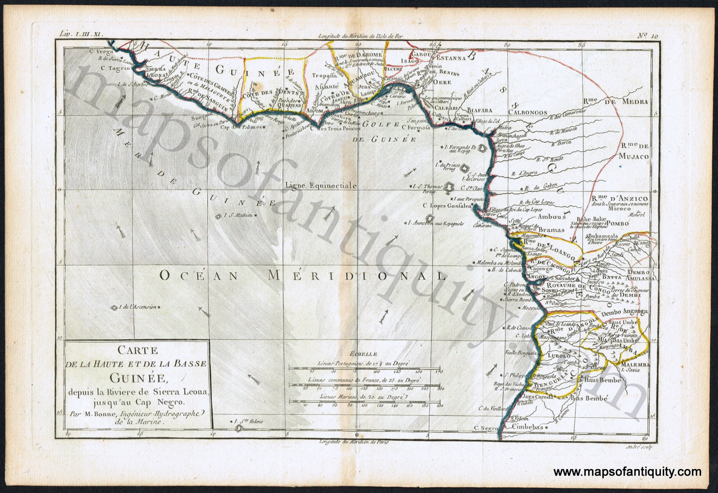 Antique-Hand-Colored-Map-Carte-de-la-Haute-et-Basse-Guinee-Africa-Africa-Africa-Other-1780-Raynal-and-Bonne-Maps-Of-Antiquity