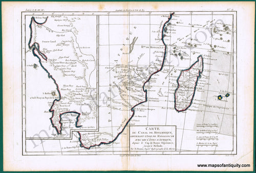 Antique-Hand-Colored-Map-Carte-du-Canal-de-Mosambique-Continant-l'isle-de-Madagascar-avec-les-cotes-de-Afrique-Africa-South-Africa-1780-Raynal-and-Bonne-Maps-Of-Antiquity