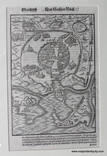 Antique-Black-and-White-Map-Tunis-&-Ruins-of-Carthage---c.-1590-Munster-Maps-Of-Antiquity