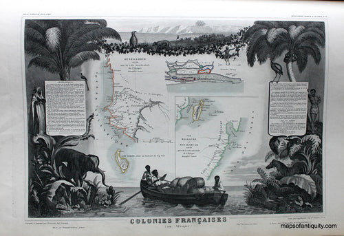 Antique-Hand-Colored-Map-Colonies-Francaises-(en-Afrique)-Africa--1851-Levasseur-Maps-Of-Antiquity