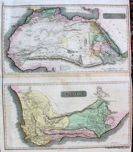 Antique-Hand-Colored-Map-North-Africa-and-South-Africa-Africa--1815-Thomson-Maps-Of-Antiquity