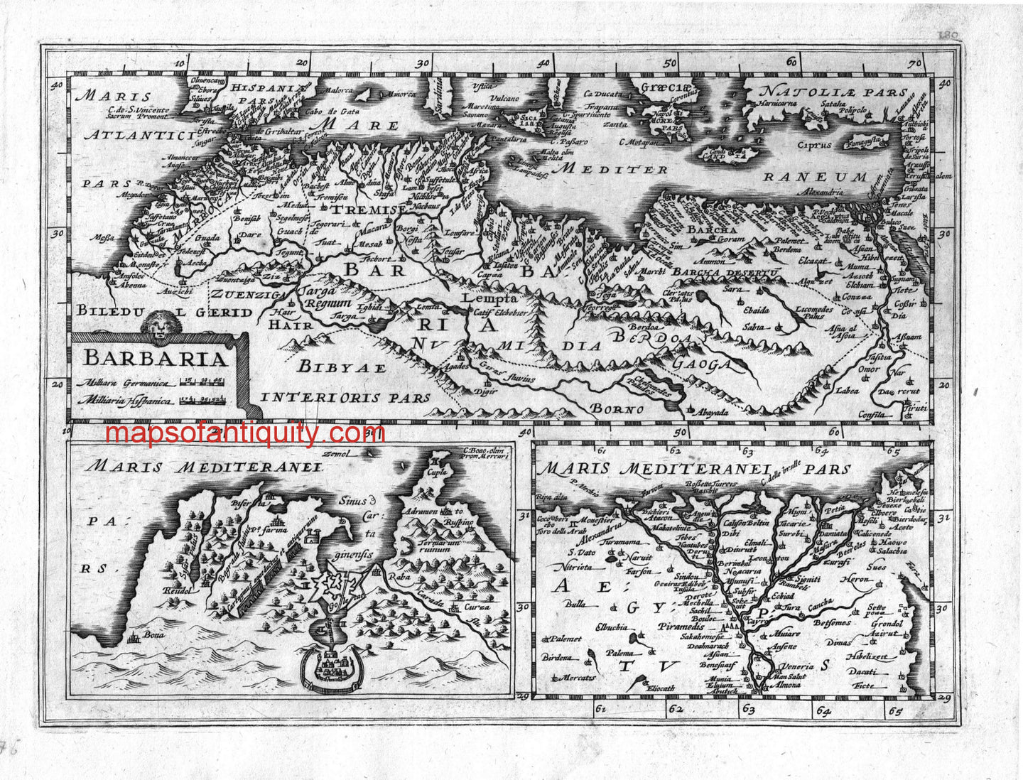 Black-&-White-Engraved-Antique-Map-Barbaria-Africa--1632-Mercator-Maps-Of-Antiquity