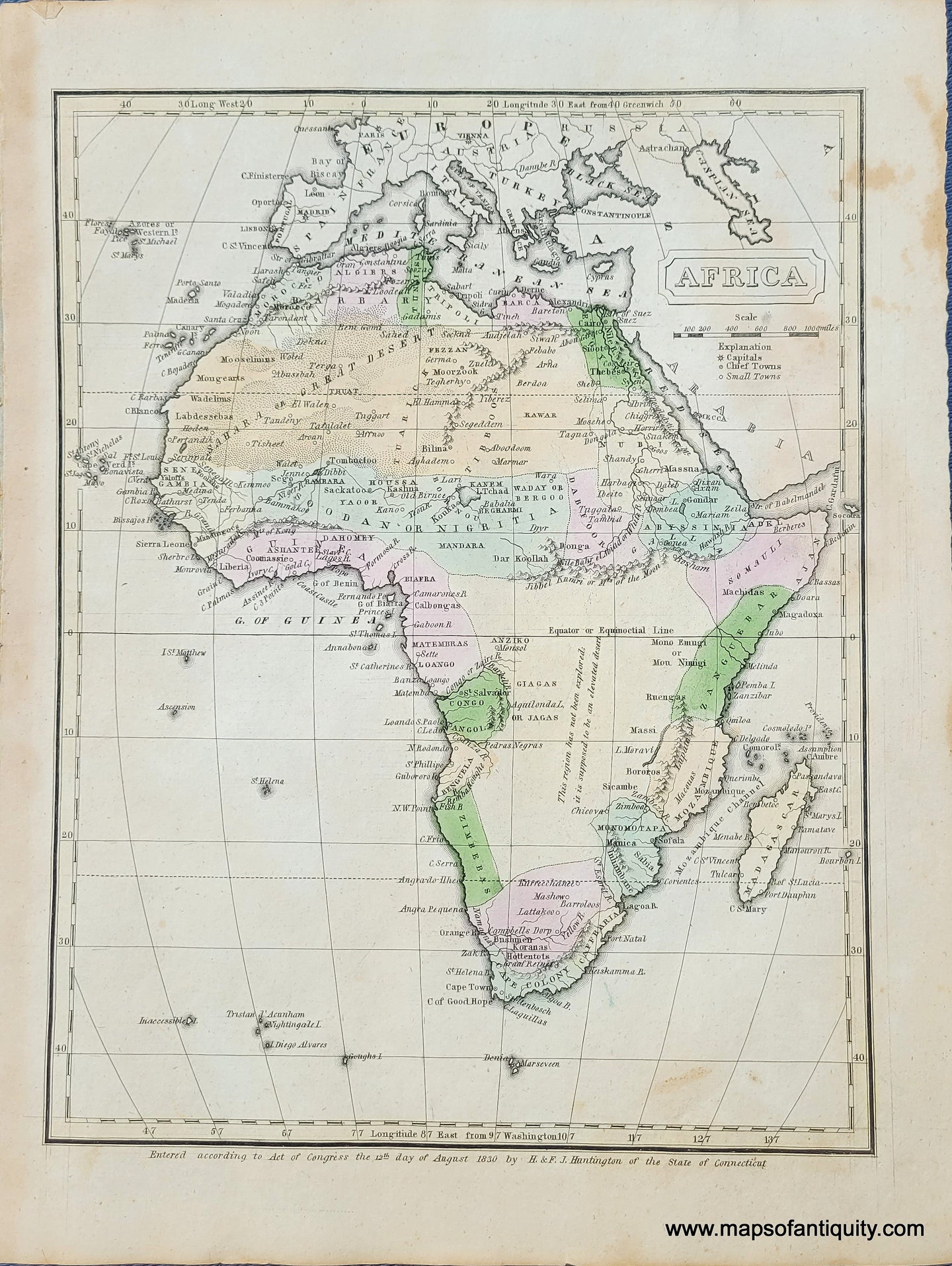 Antique-Hand-Colored-Map-Africa-Africa-Africa-General-1830-Malte-Brun-Huntington-Maps-Of-Antiquity