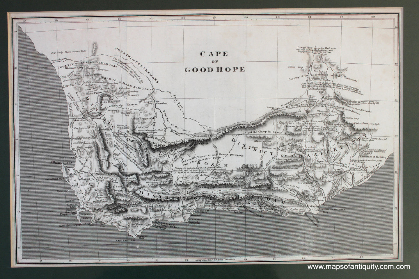 Antique-Black-and-White-Map-Cape-of-Good-Hope-****-Africa--1806-Arrowsmith-Maps-Of-Antiquity