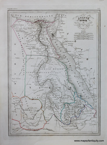 Antique-Hand-Colored-Map-Egypte-Nubie-et-Abyssinie-Africa--North-Africa-1846-M.-Malte-Brun-Maps-Of-Antiquity