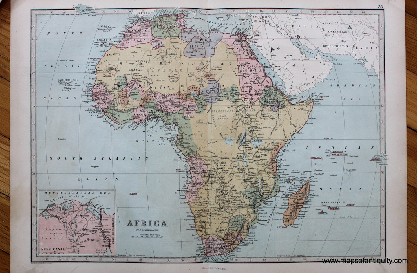 Antique-Printed-Color-Map-Africa-Africa-Africa-General-1873-J.-Bartholomew-Maps-Of-Antiquity
