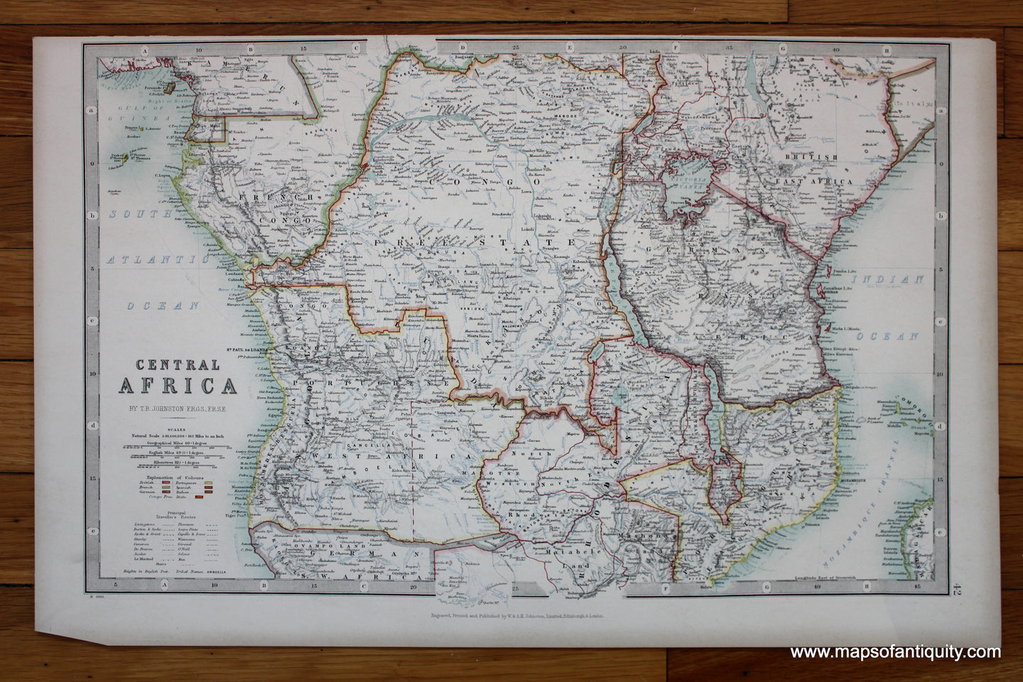 Antique-Printed-Color-Map-Central-Africa-Africa-Africa-Other-1904-Johnston-Maps-Of-Antiquity