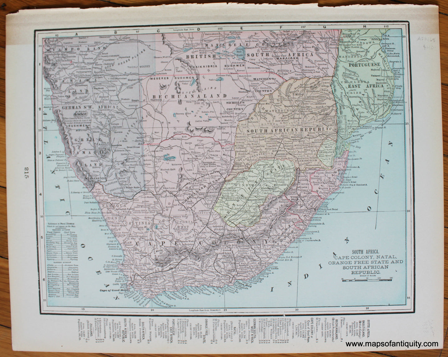Antique-Map-South-African-Republic-Orange-Free-State-Cape-Colony-Oceanica-Cram-1900