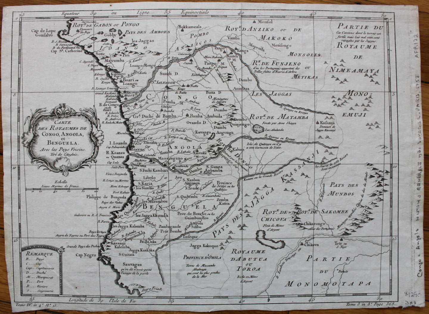 Antique-Uncolored-Map-Carte-des-Royaumes-de-Congo-Angola-et-Benguela-Africa--1757-Bellin-Maps-Of-Antiquity