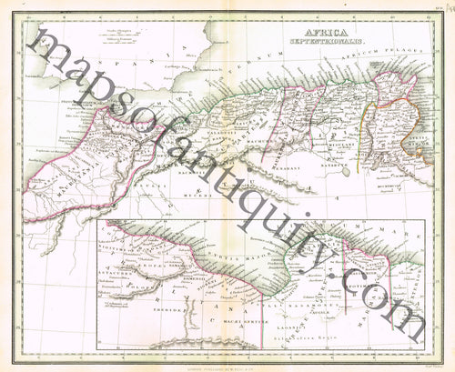Antique-Hand-Colored-Map-Africa-Septentrionalis-Africa-Ancient-World-North-Africa-1840-Findlay-Maps-Of-Antiquity