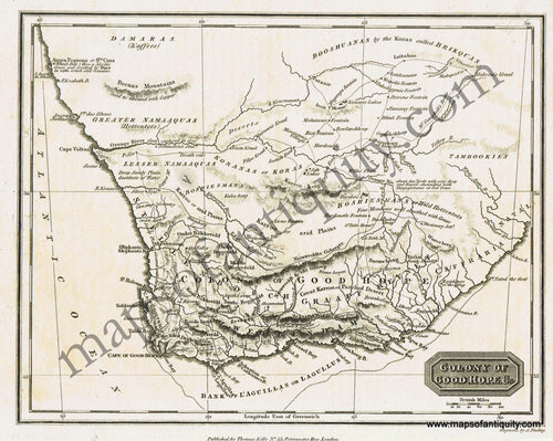 Antique-Black-and-White-Map-Colony-of-Good-Hope-&c.-Africa-South-Africa-1820-Kelly-Maps-Of-Antiquity