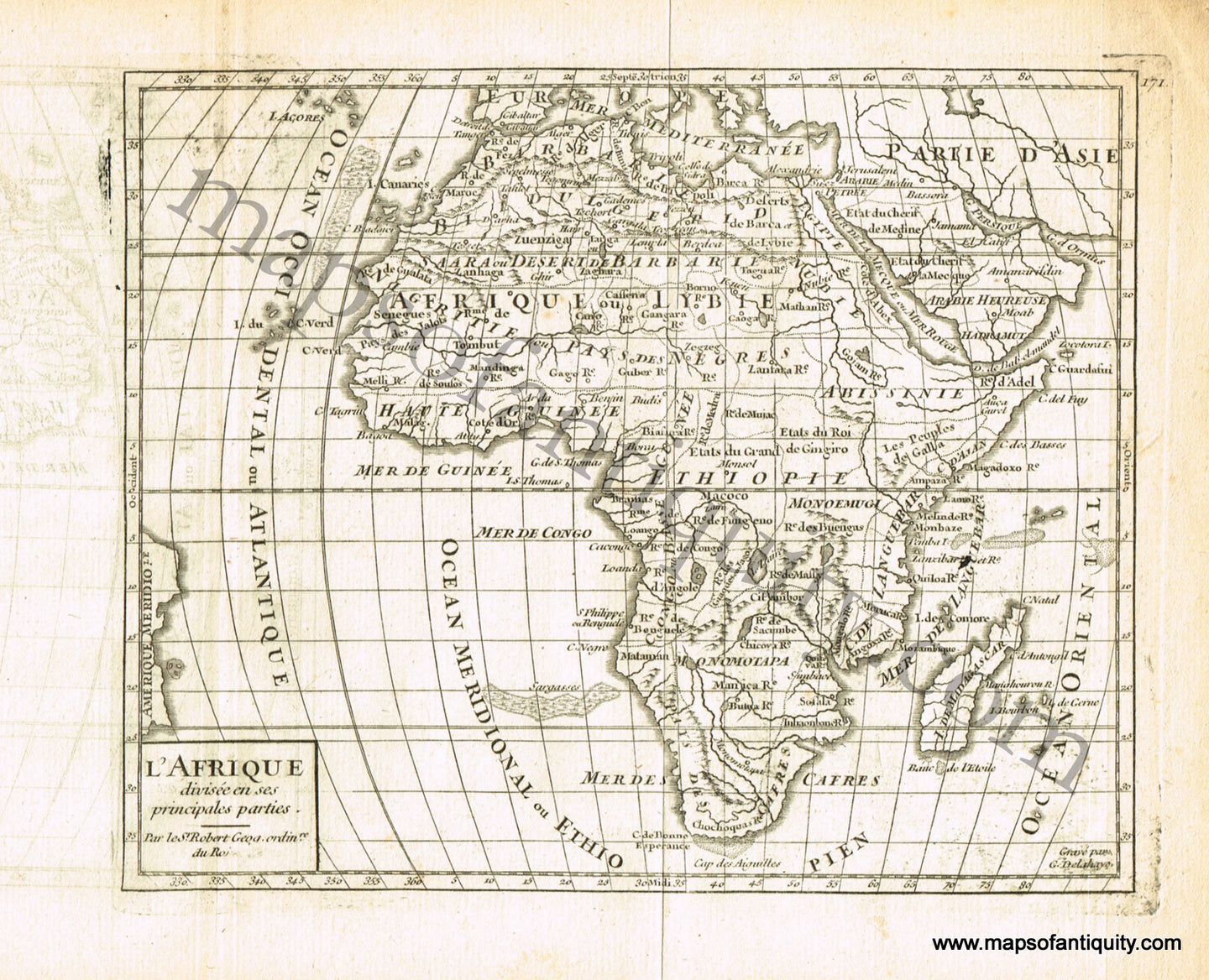 Antique-Black-and-White-Map-L'Afrique-divisee-en-ses-principales-parties-Africa-Africa-General-1766-de-Vaugondy-Maps-Of-Antiquity