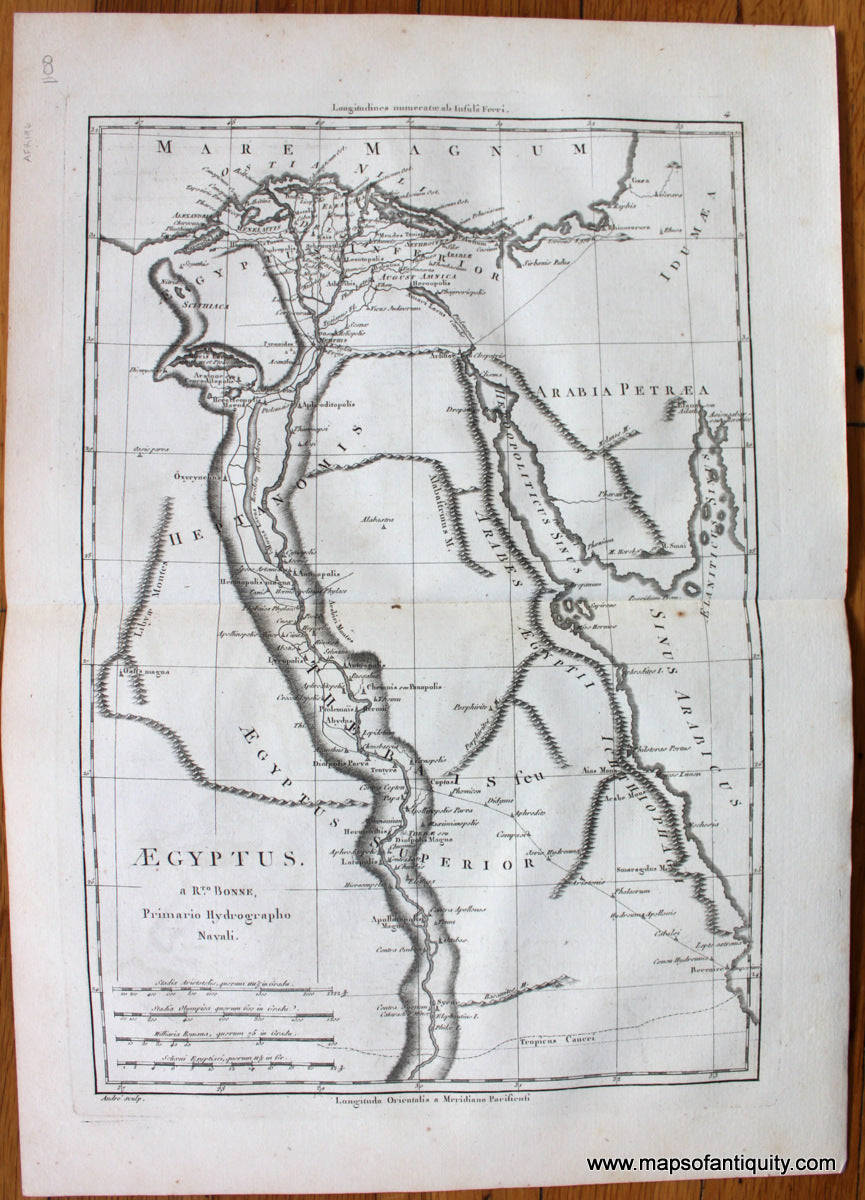 Antique-Map-Ancient-Egypt-Aegyptus-Bonne-Desmarest-1787