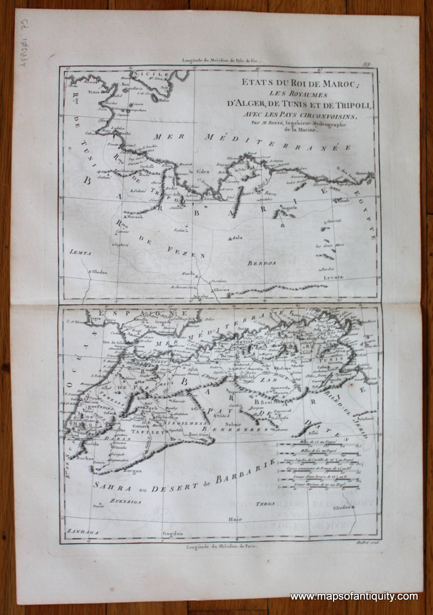 Antique-Map-Africa-Morocco-Algeria-Libya-Tunisia-Bonne-Desmarest-1787
