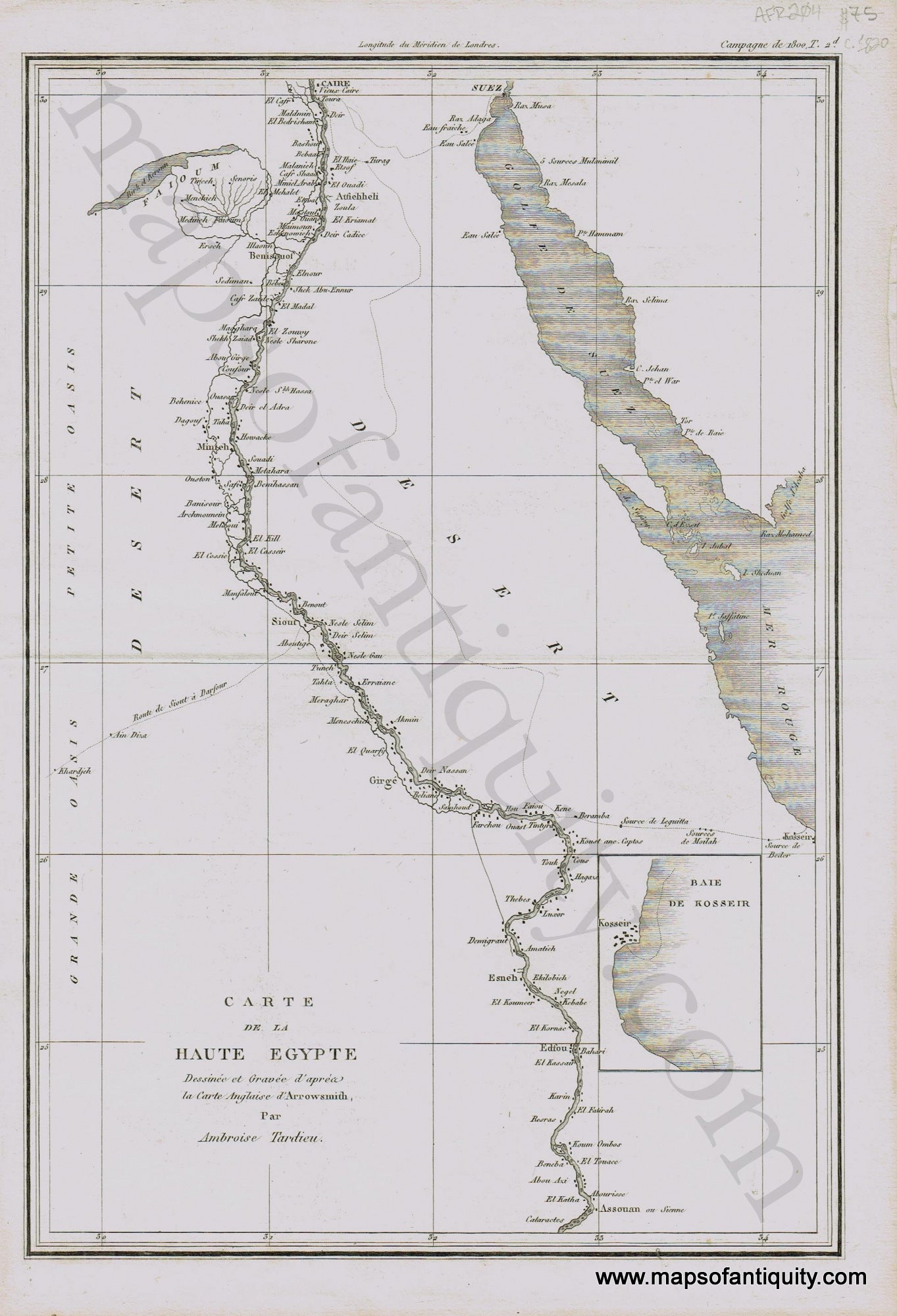 Antique-Map-Carte-de-la-Haute-Egypte-Egypt-North-Northern-Africa-African-Nile-River-Basin-Tardieu-1820s-1800s-Early-19th-Century-Maps-of-Antiquity