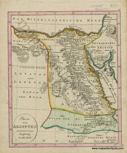 Antique-Charte-von-Aegypten-Egypt-Africa-African-German-Walch-Neuester-Schul-Atlass-1826-1820s-Early-19th-Century-Maps-of-Antiquity