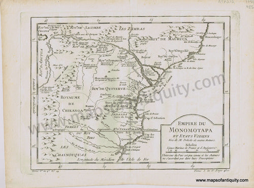 Antique-Map-Africa-Empire-du-Monomotapa-Mutapa-Eastern-Coast-1757-Bellin-1750s-1700s-18th-century-Maps-of-Antiquity