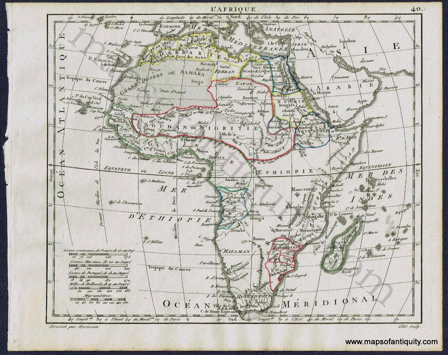 Antique-Map-Africa-L'Afrique-Herrison-French-1806-1800s-Early-19th-Century-Maps-of-Antiquity