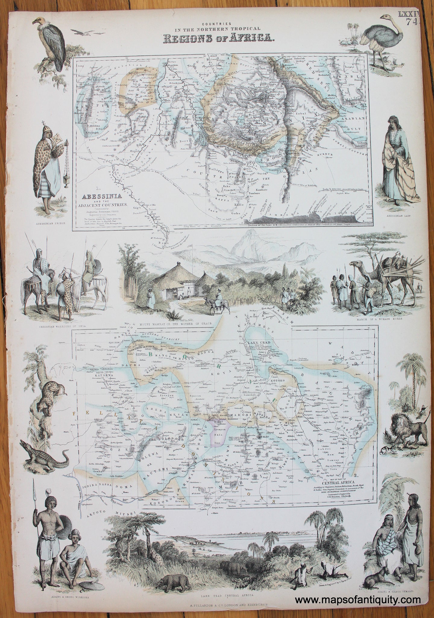 Antique-Map-Countries-in-the-Northern-Tropical-Regions-of-Africa-Fullarton-North-Abessinia-Central-Africa-Maps-of-Antiquity