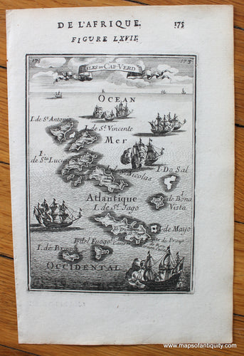 Antique-Map-Isles-du-Cap-Verd-Cape-Verde-Island-Islands-Africa-Mallet-1683-1680s-1600s-late-17th-Century-Maps-of-Antiquity