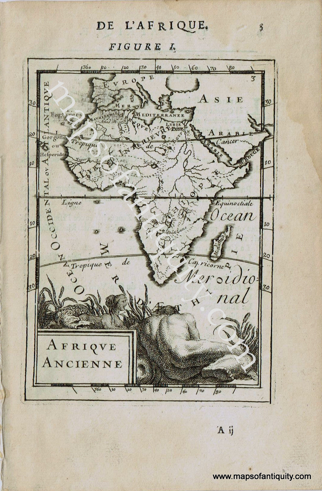 Antique-Black-and-White-Map-Ancient-Africa-Afrique-Ancienne-1683-Mallet-Africa-General-1800s-19th-century-Maps-of-Antiquity
