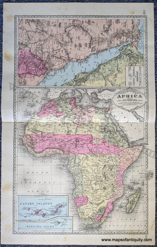 Antique-Print-Double-sided-sheet-with-multiple-maps:-Centerfold---Tunison's-Africa-;-versos:-Tunison's-Farther-India-and-Sunda-Isles-/-South-Africa-Africa-Asia-1888-Tunison-Maps-Of-Antiquity-1800s-19th-century