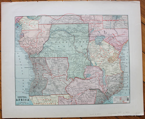 Genuine-Antique-Map-Central-Africa-Antique-Africa-Maps--c.-1893-Hunt-&-Eaton-Maps-Of-Antiquity-1800s-19th-century