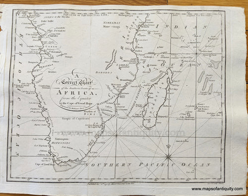 Genuine-Antique-Map-A-Correct-Chart-of-the-Southern-Coasts-of-Africa-from-the-Equator-to-the-Cape-of-Good-Hope-Africa--1795-Malham's-Naval-Gazetteer-Maps-Of-Antiquity-1800s-19th-century