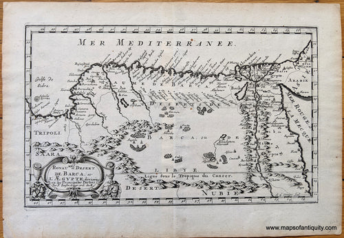 Genuine-Antique-Map-Royaume-et-Desert-De-Barca-et-L'Aegypte-divisee-en-se-Princiaples-Parties---Northern-Coast-of-Africa-Africa--1683-Sanson-Maps-Of-Antiquity-1800s-19th-century