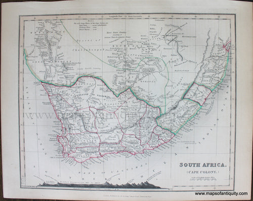 Genuine-Antique-Map-South-Africa-(Cape-Colony)-Africa--1850-Petermann-/-Orr-/-Dower-Maps-Of-Antiquity-1800s-19th-century