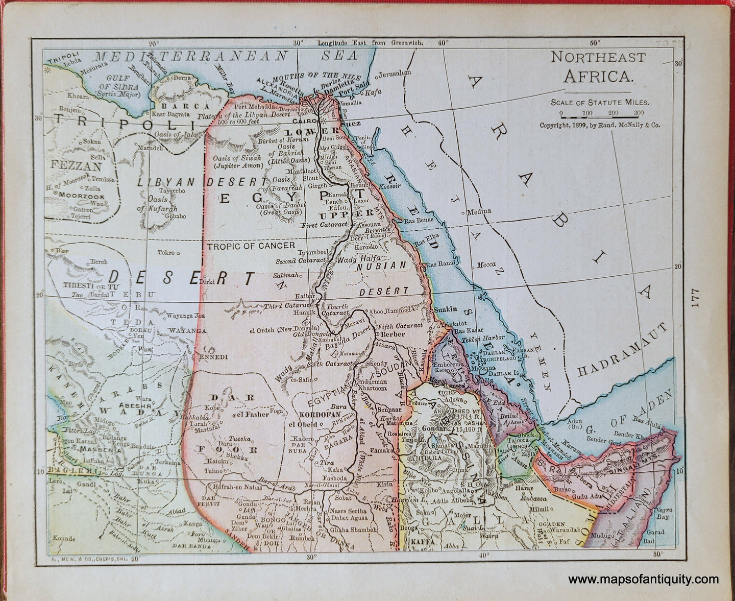 Genuine-Antique-Map-Northeast-Africa-(Egypt)-1900-Rand-McNally-Maps-Of-Antiquity