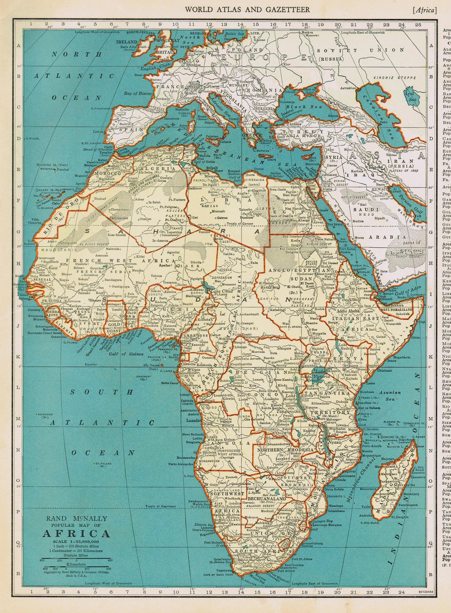 Genuine-Antique-Map-Popular-Map-of-Africa-1940-Rand-McNally-Maps-Of-Antiquity