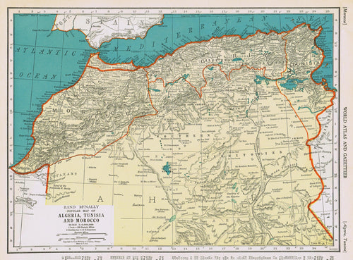 Genuine-Antique-Map-Popular-Map-of-Algeria-Tunisia-and-Morocco-1940-Rand-McNally-Maps-Of-Antiquity