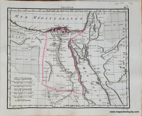 Genuine-Antique-Map-Egypt-LEgypte-Egypt-1816-Herisson-Maps-Of-Antiquity-1800s-19th-century