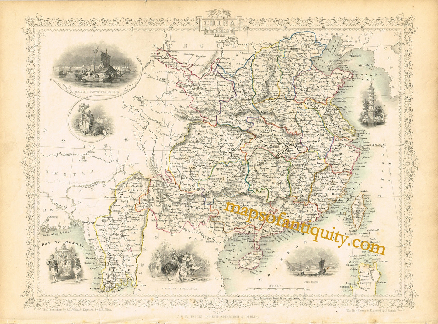 Engraved-antique-map-China-and-Burmah-**********-Asia-China-and-Japan-1851-Tallis-Maps-Of-Antiquity