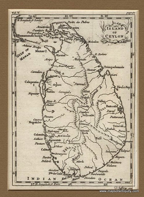Black-and-White-Antique-Map-Island-of-Ceylon-Asia-India-1766-Thomas-Jeffreys-Maps-Of-Antiquity