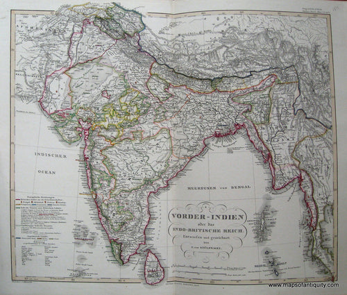 Antique-Map-Vorder-Indien-oder-das-Indo-Britische-Reich.-