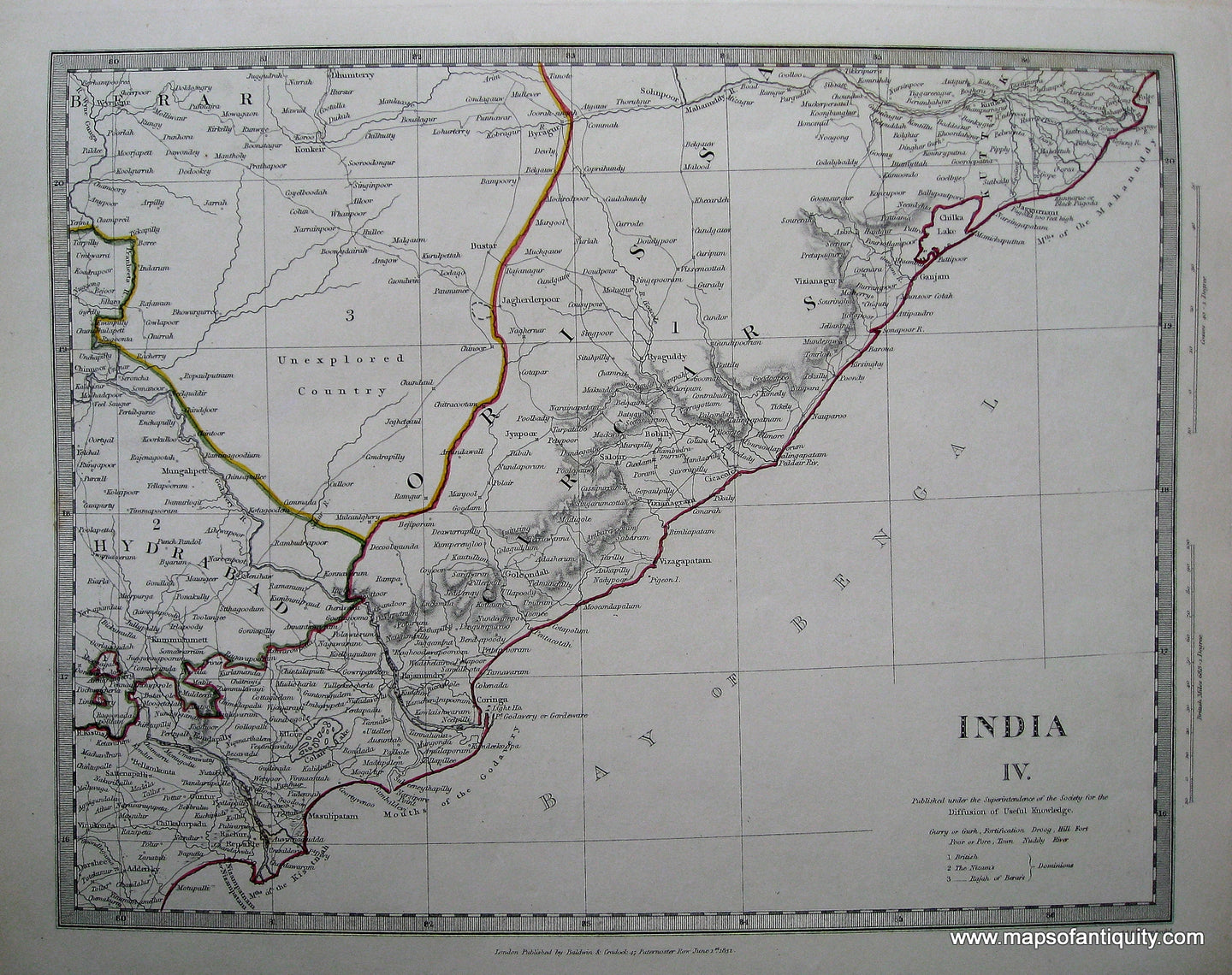 Antique-Hand-Colored-Map-India-IV.--Region-of-Orissa-and-Bay-of-Bengal.-Asia-India-1845-(circa-1845)-SDUK/Society-for-the-Diffusion-of-Useful-Knowledge-Maps-Of-Antiquity