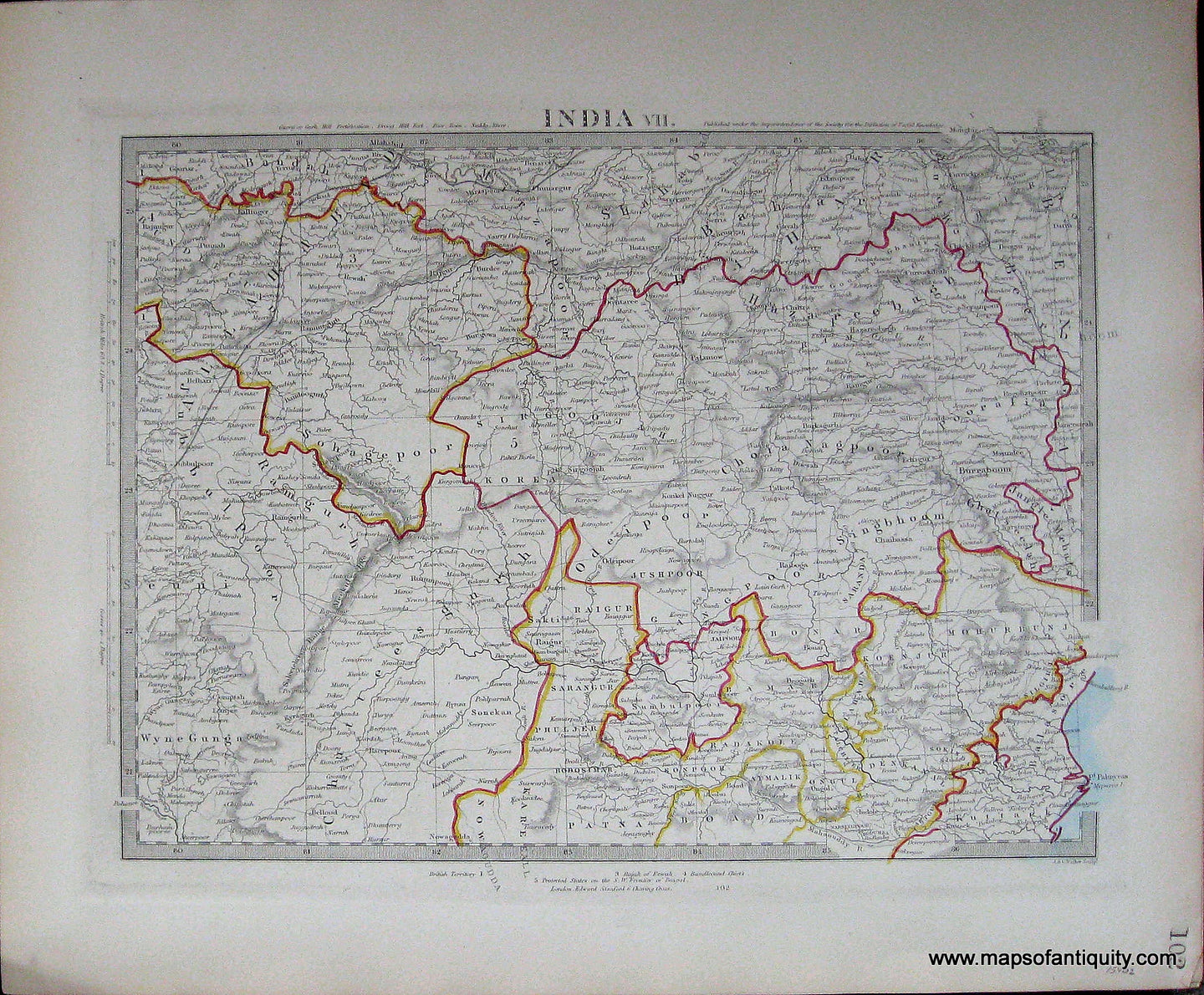 Antique-Hand-Colored-Map-India-VII.-Allahabad-Asia-India-1845-(circa-1845)-SDUK/Society-for-the-Diffusion-of-Useful-Knowledge-Maps-Of-Antiquity