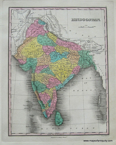 Antique-Hand-Colored-Map-Hindoostan.**********-Asia-India-1827-Anthony-Finley-Maps-Of-Antiquity