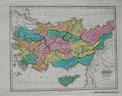 Antique-Hand-Colored-Map-Asia-Minor-Antiqua-Asia-Turkey-1827-Anthony-Finley-Maps-Of-Antiquity