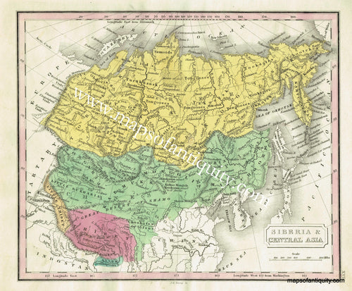 Antique-Hand-Colored-Map-Siberia-and-Central-Asia.-Asia-Siberia-1828-Malte-Brun-Maps-Of-Antiquity