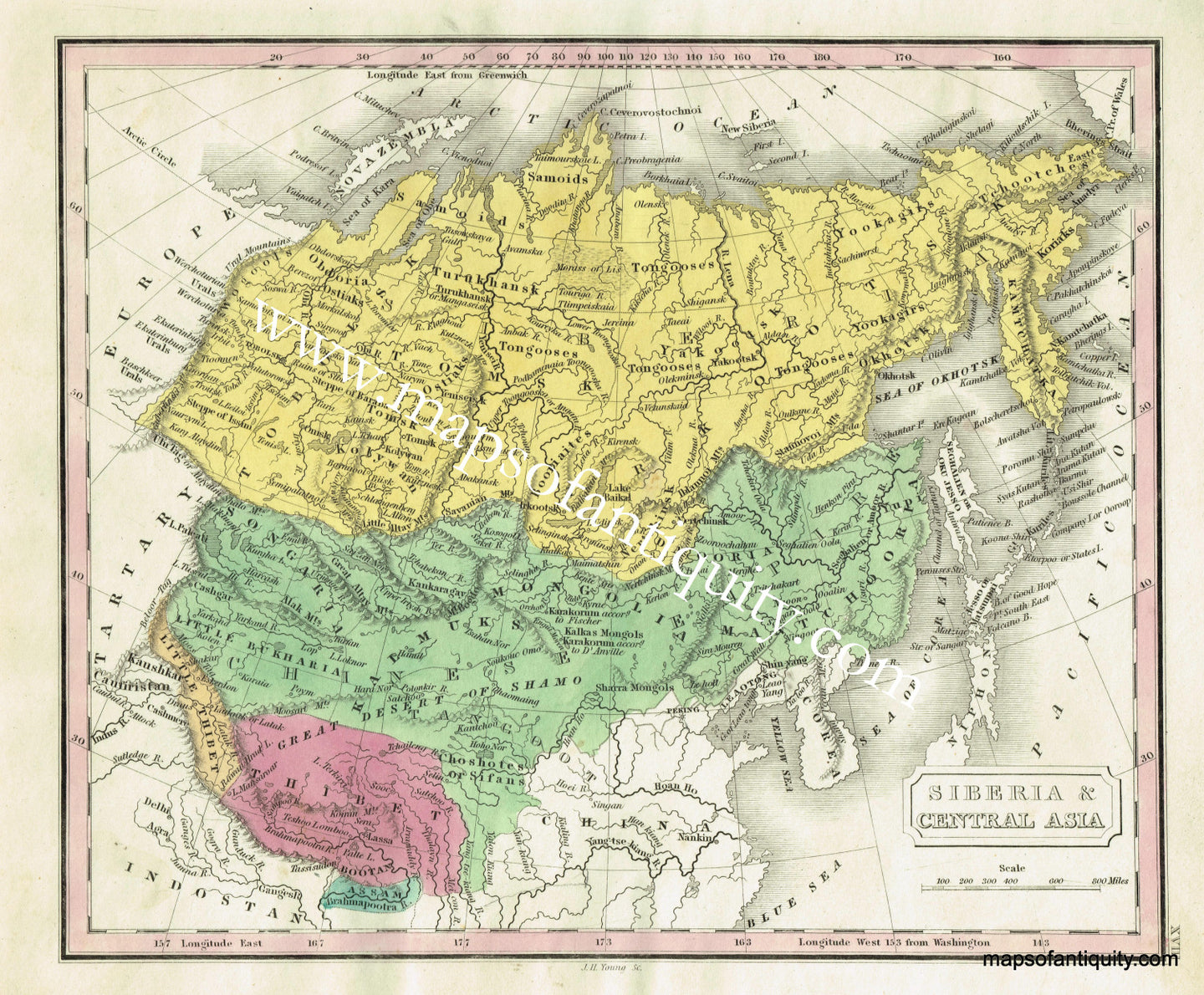 Antique-Hand-Colored-Map-Siberia-and-Central-Asia.-Asia-Siberia-1828-Malte-Brun-Maps-Of-Antiquity