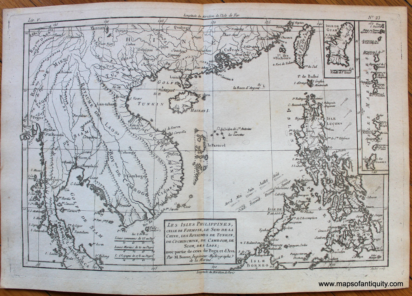 Antique-Early-Map-Les-Isles-Philippines-celle-de-Formose-Le-Sud-de-La-Chine-Les-Royaumes-de-Tunkin-de-Cochinchine-De-Camboge-de-Siam-des-Laos-Asia-Raynal-and-Bonne-1780-1780s-1700s-Late-18th-Century-Maps-of-Antiquity