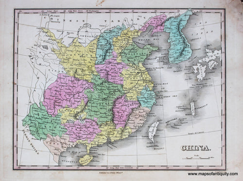 Antique-Hand-Colored-Map-China.--Asia-China-1827-Finley-Maps-Of-Antiquity