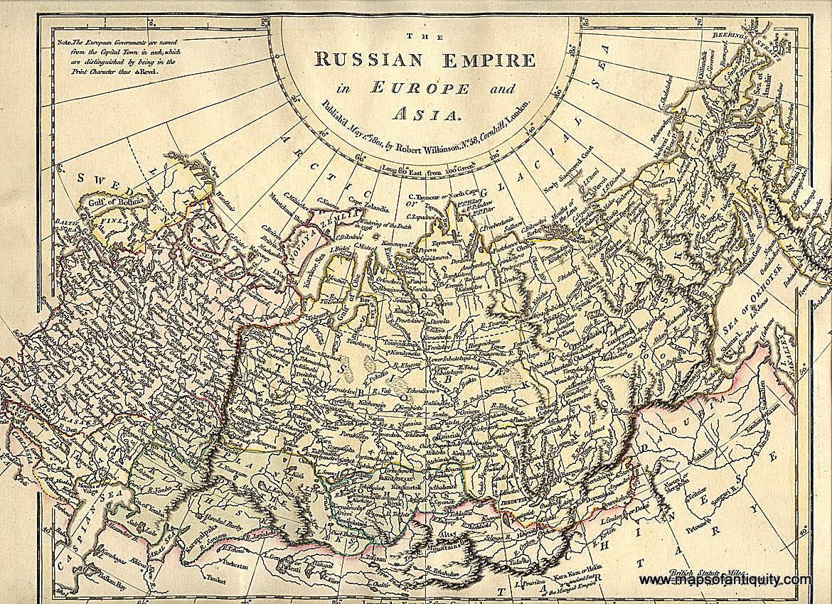 Antique-Hand-Colored-Map-The-Russian-Empire-in-Europe-and-Asia.-May-1st-1801.-Asia-Russia-1803-Wilkinson-Maps-Of-Antiquity