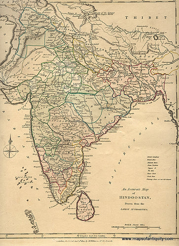 Antique-Hand-Colored-Map-An-Accurate-Map-of-Hindoostan-Drawn-from-the-Latest-Authorities.-Jan.-1st-1800.-Asia-India-1803-Wilkinson-Maps-Of-Antiquity