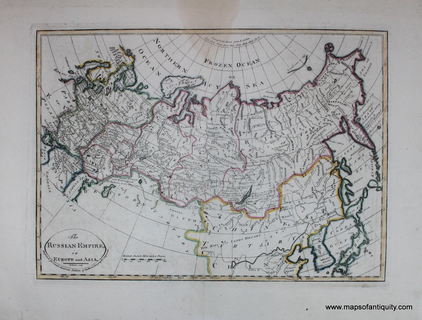 Hand-Colored-Engrave-Antique-Map-The-Russian-Empire-in-Europe-and-Asia.**********-Russia-in-Asia-Russia-in-Europe-1796-Mathew-Carey-Maps-Of-Antiquity