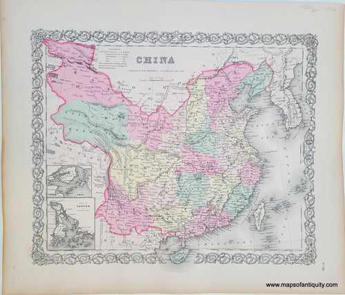 Antique-Map-Colton's-China-China-Canton-Amoy-1856-Colton-Maps-Of-Antiquity