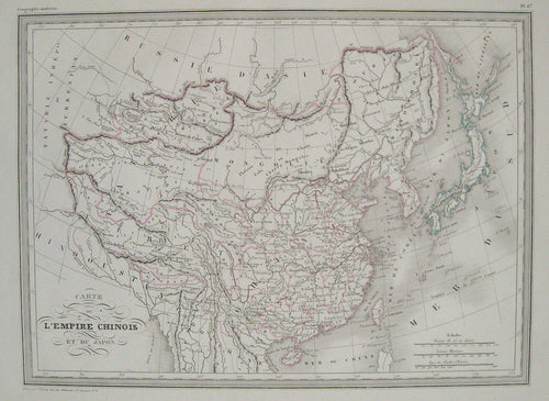 Antique-Hand-Colored-Map-Carte-de-l'Empire-Chinois-et-du-Japon.-Asia--1842-Malte-Brun-Maps-Of-Antiquity